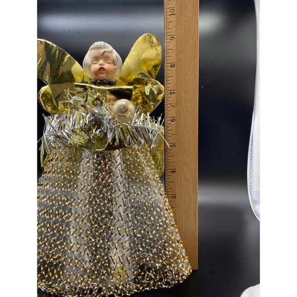 Vintage Holt Howard? 9” Porcelain Head Angel‎ Christmas Tree Topper Table Decor - Picture 6 of 6